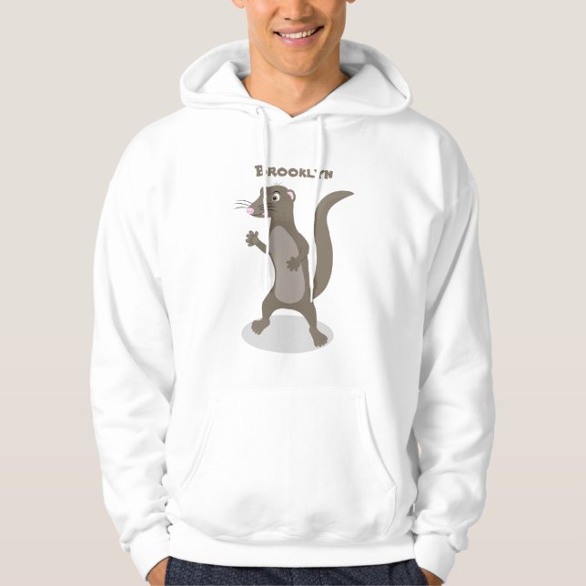 Cute mongoose cartoon illustration hoodie (Front)