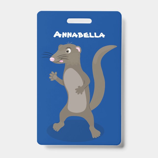Cute mongoose cartoon illustration ID badge (Front)