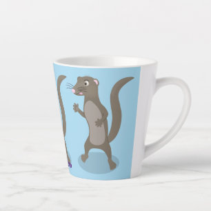 Cute mongoose cartoon illustration latte mug