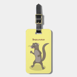 Cute mongoose cartoon illustration luggage tag