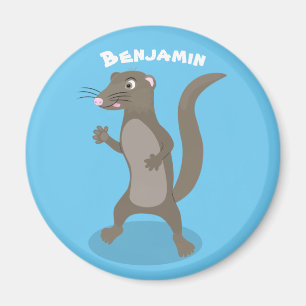 Cute mongoose cartoon illustration magnet