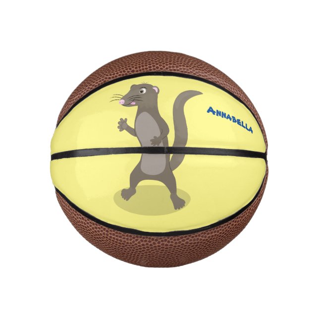 Cute mongoose cartoon illustration mini basketball (Front)