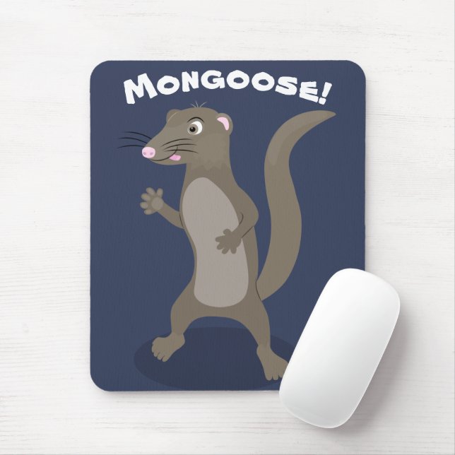 Cute mongoose cartoon illustration mouse pad (With Mouse)