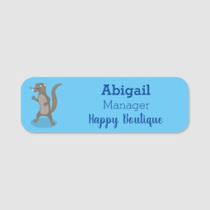 Cute mongoose cartoon illustration name tag