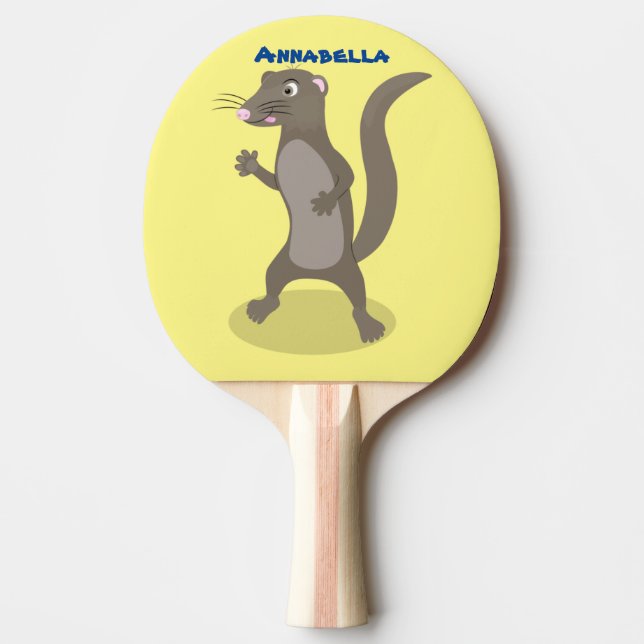 Cute mongoose cartoon illustration ping pong paddle (Front)