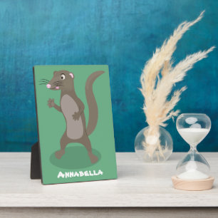 Cute mongoose cartoon illustration plaque