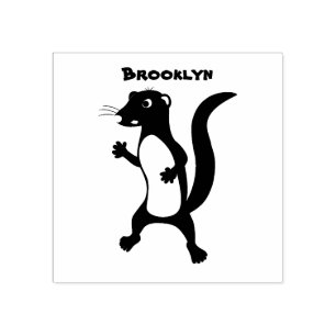 Cute mongoose cartoon illustration rubber stamp