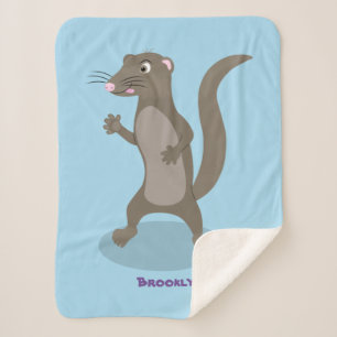 Cute mongoose cartoon illustration sherpa blanket