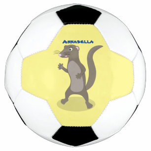 Cute mongoose cartoon illustration soccer ball