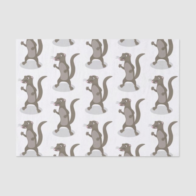 Cute mongoose cartoon illustration tissue paper (Front)