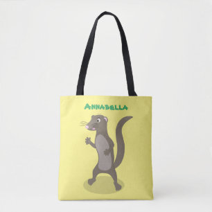 Cute mongoose cartoon illustration tote bag