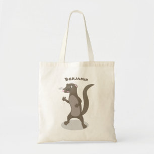 Cute mongoose cartoon illustration tote bag