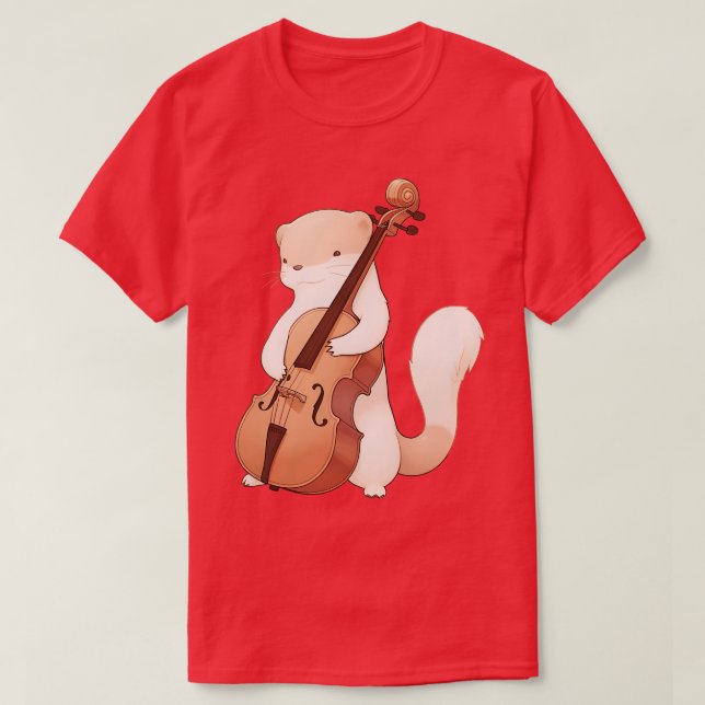 Cute mongoose playing cello 1 T-Shirt (Design Front)