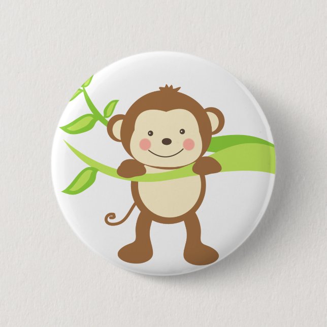 Cute Monkey 6 Cm Round Badge (Front)