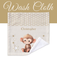 Cute monkey add name polka dots stars brown