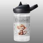 Cute monkey add name with stars kids grey water bottle<br><div class="desc">CamelBak Eddy® water bottle for kids.
Personalise with a name.
This water bottle features a cute monkey with stars in the colours grey and white.</div>