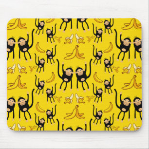 Cute Monkey And Banana Print Mouse Pad