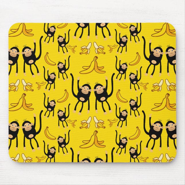 Cute Monkey And Banana Print Mouse Pad (Front)