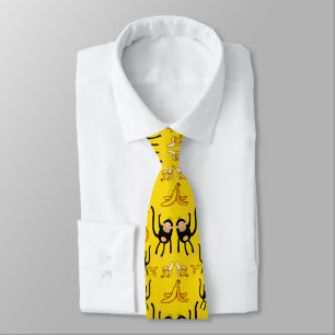 Cute Monkey And Banana Print Tie