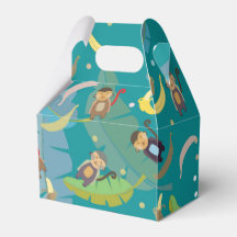 Cute Monkey and Bananas in Tree Pattern Birthday