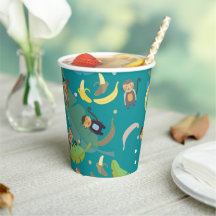 Cute Monkey and Bananas in Tree Pattern Birthday