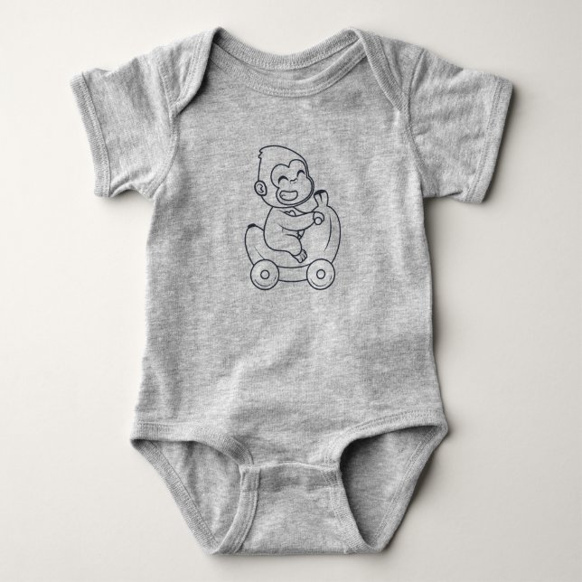 cute monkey baby bodysuit (Front)