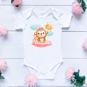 Cute Monkey Baby, Pink Bow and Blocks, Custom Baby Bodysuit