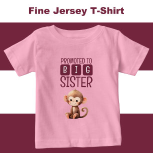 Cute monkey big sister pink baby T-Shirt