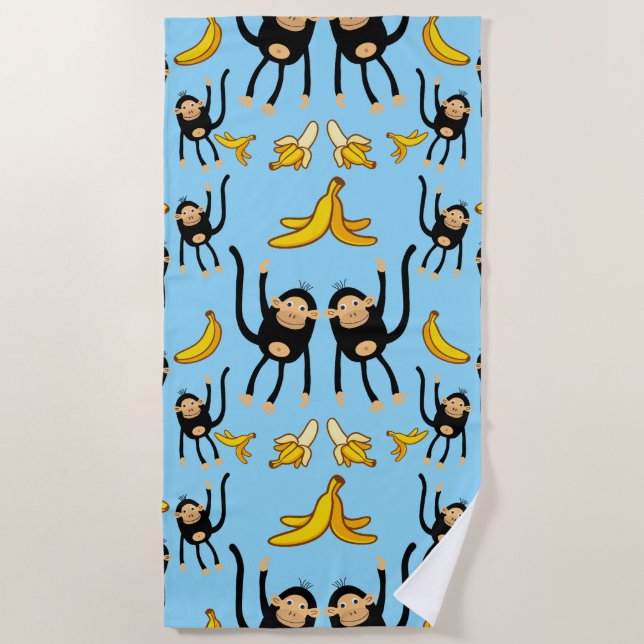 Cute Monkey Birthday  Beach Towel (Front)