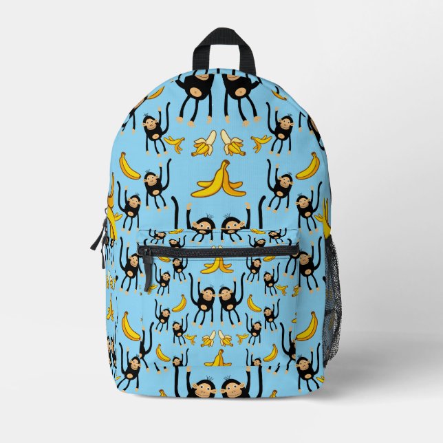 Cute Monkey Birthday  Printed Backpack (Front)