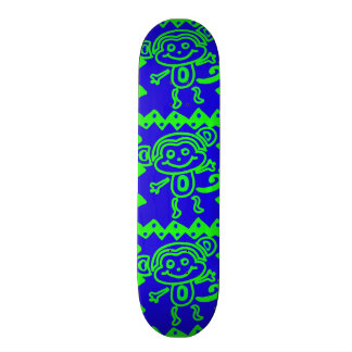 Cute Monkey Blue Lime Green Animal Pattern Skateboard