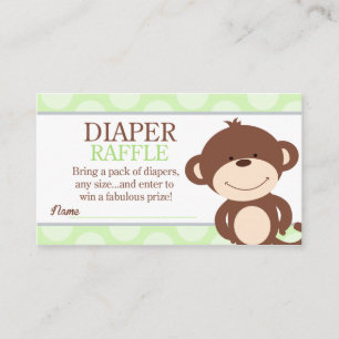 Cute Monkey Boy Baby Shower Diaper Raffle Enclosure Card