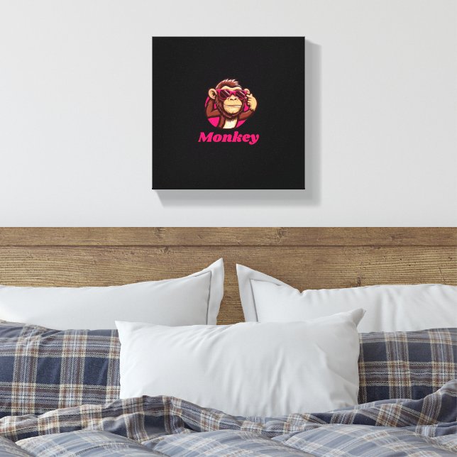 Cute Monkey Canvas Print (Insitu(Bedroom))