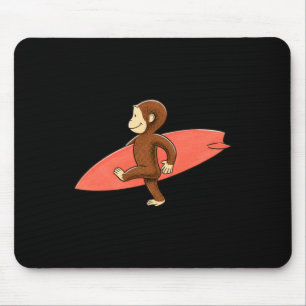 Cute Monkey Carrying Surfboard Beach Summer Mouse Pad