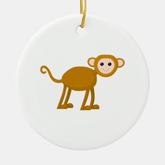 Cute Monkey. Ceramic Tree Decoration (Front)