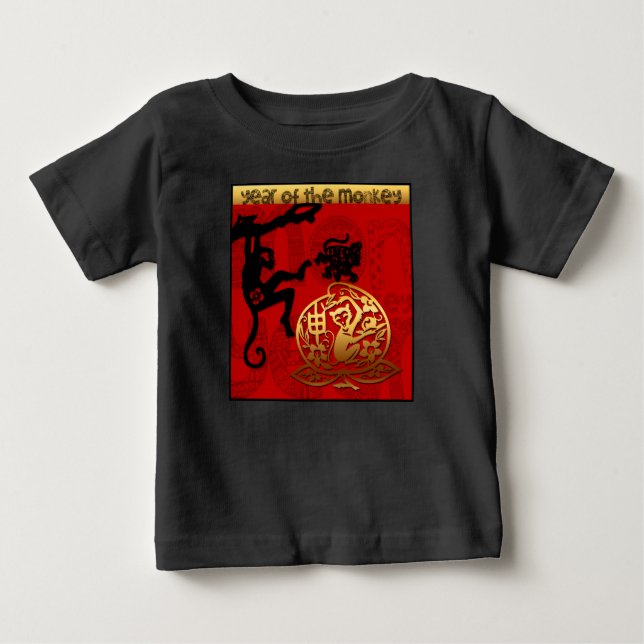 Cute Monkey Chinese New Year Zodiac Birthday KH Baby T-Shirt (Front)