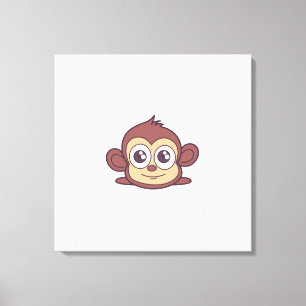 Cute monkey clipart canvas print