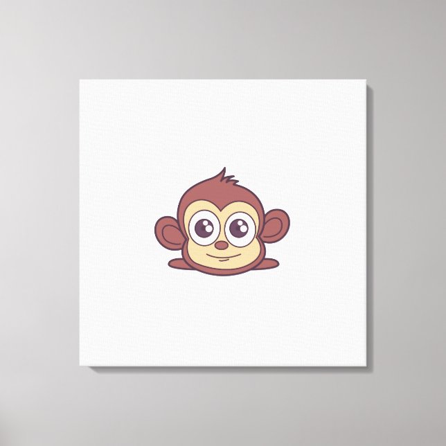 Cute monkey clipart canvas print (Front)