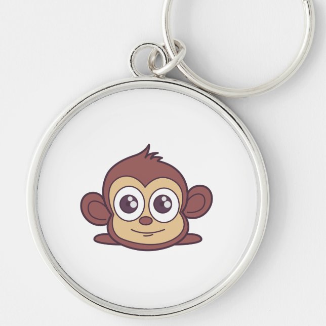 Cute monkey clipart key ring (Front)
