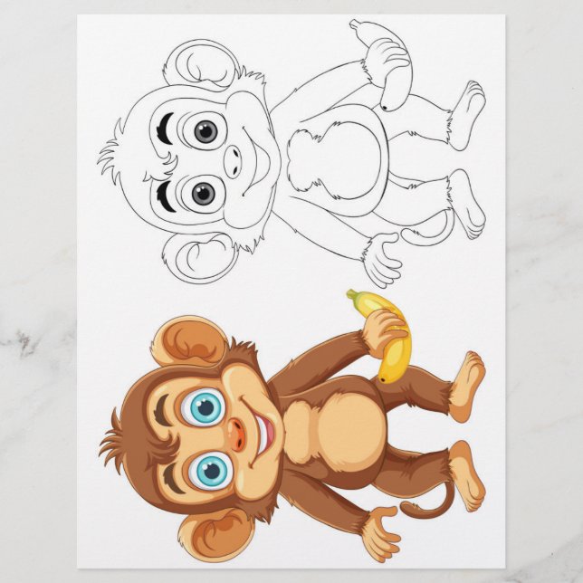 Cute monkey colouring page (Front)