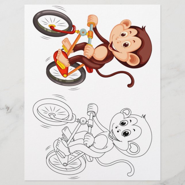 Cute monkey colouring page  (Front)