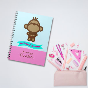 Cute Monkey Custom Name Notebook