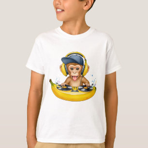 Cute Monkey DJ Illustration T-Shirt