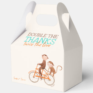 Cute Monkey Double Trouble Twins Baby Shower Favour Box