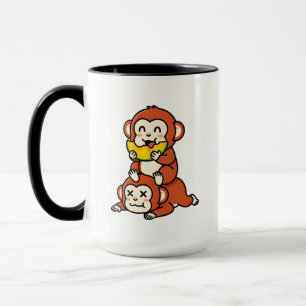 Cute Monkey Eating Watermelon Funny Stack Art Mug