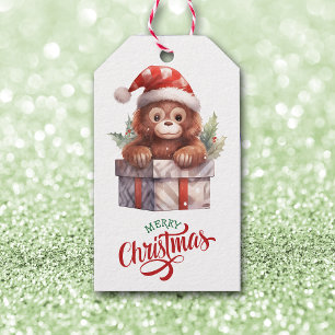 Cute Monkey Gift Package Christmas Tags
