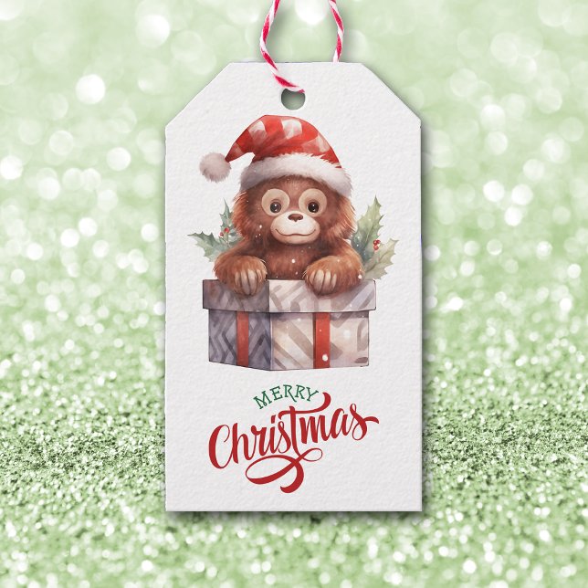 Cute Monkey Gift Package Christmas Tags (Creator Uploaded)