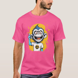 cute monkey illustration animal cartoon character T-Shirt