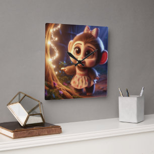 Cute monkey in a dress square wall clock