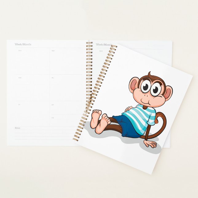 Cute Monkey in Blue Striped Shirt and Shorts Planner (Creator Uploaded)